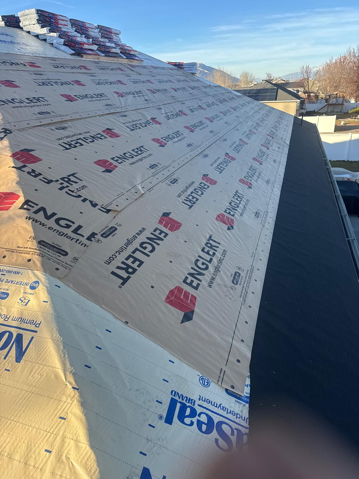 Roof underlayment installation with Englert materials
